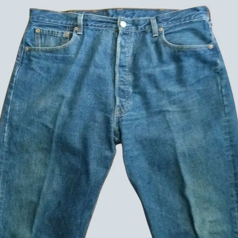 Levis 501 Original Fit Button Fly Denim Jeans Medium Wash Size 40x32